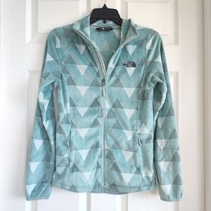 The North Face Women's Teal and Gray Patterned Jacket